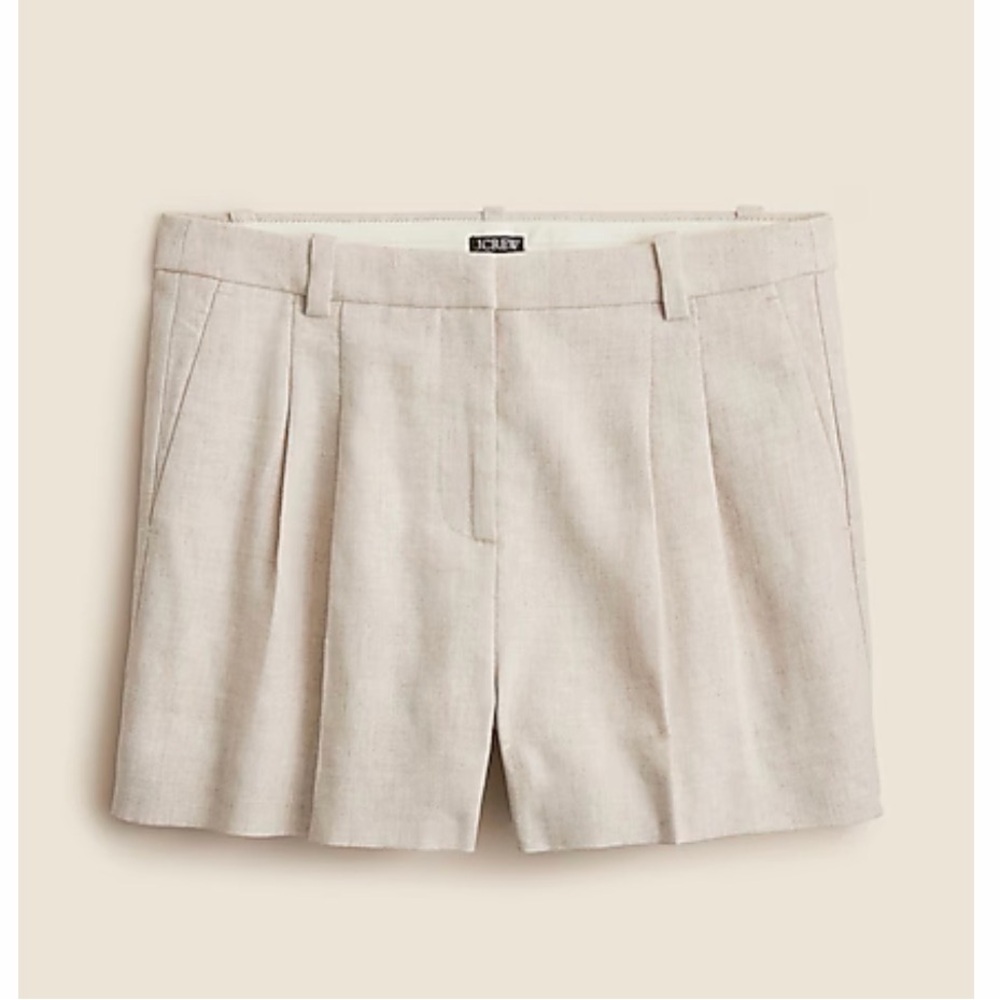NWT J. Crew Lucia shorts in Stretch Linen, flax ivory